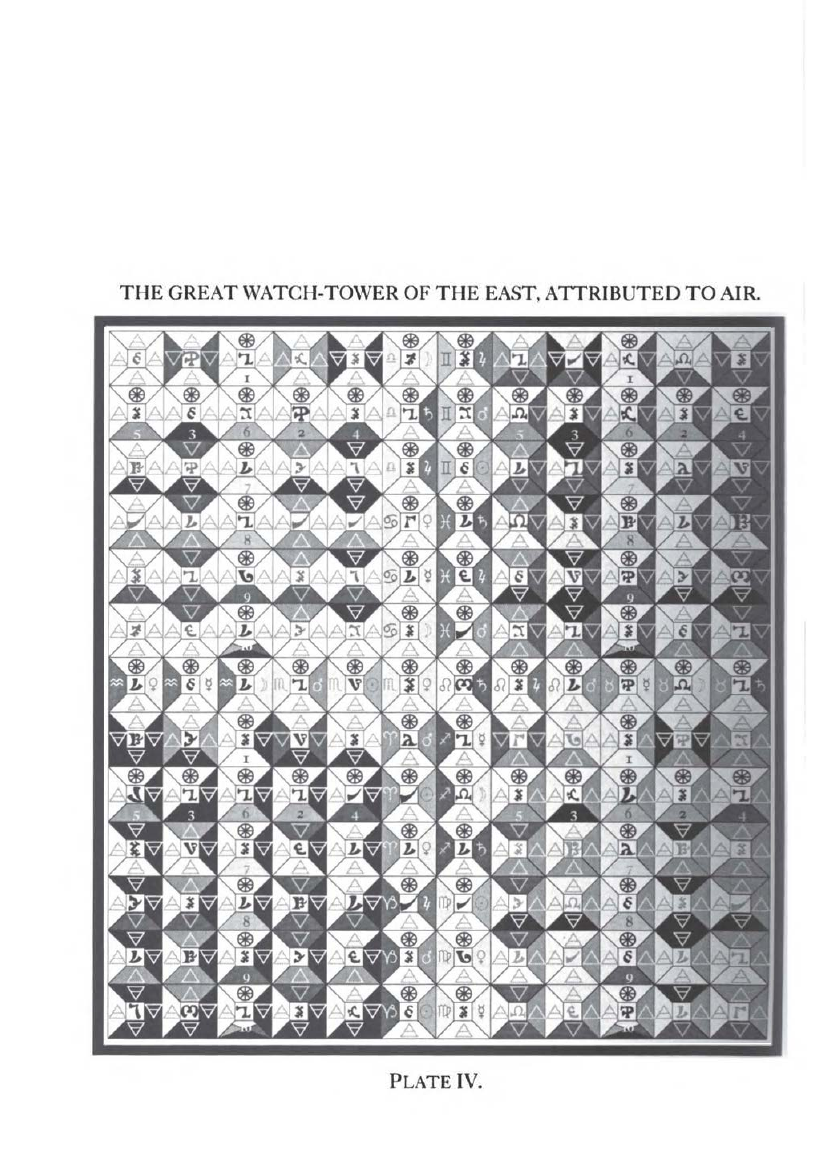 Plate IV from The Equinox I:7, a subdivided letter grid titled the eastern Watch-Tower attributed to Air