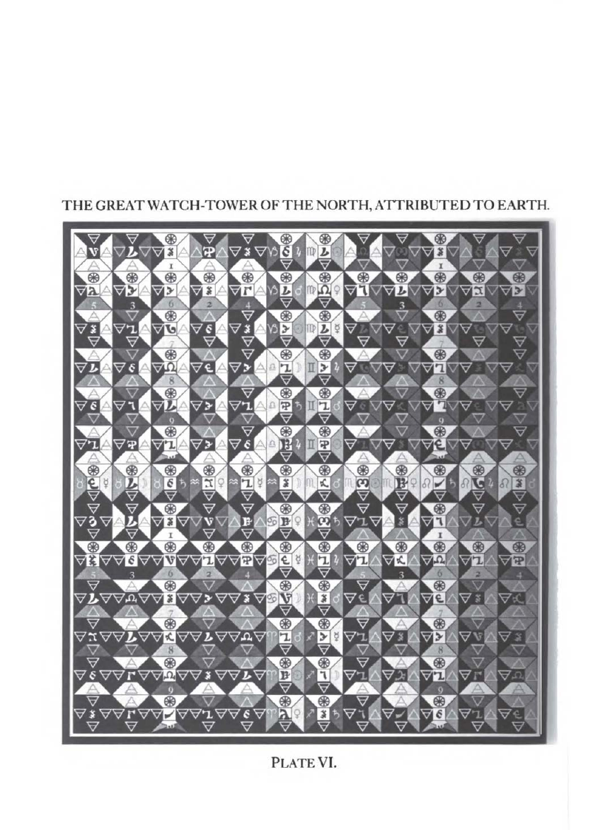 Plate VI from The Equinox I:7, a subdivided letter grid titled the northern Watch-Tower attributed to Earth