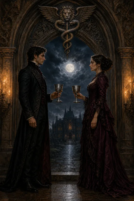 Two of Cups in the Gothic Romance tarot deck
