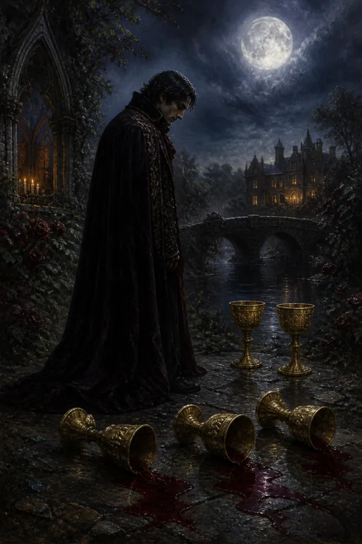 Five of Cups in the Gothic Romance tarot deck