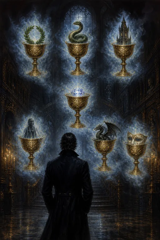 Seven of Cups in the Gothic Romance tarot deck