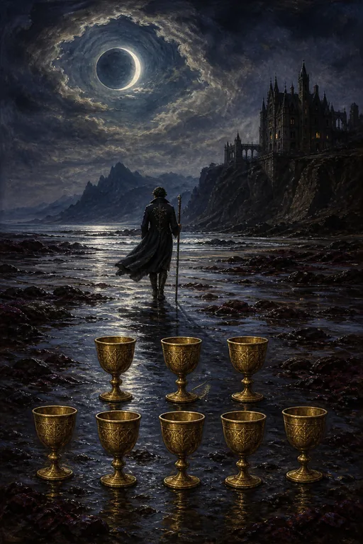Eight of Cups in the Gothic Romance tarot deck