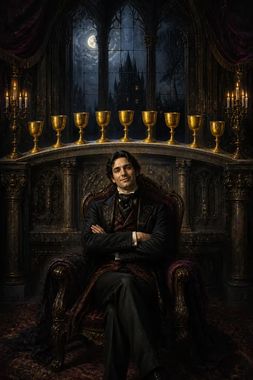 Nine of Cups in the Gothic Romance tarot deck