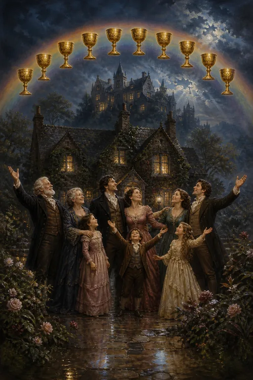 Ten of Cups in the Gothic Romance tarot deck