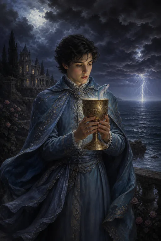 Page of Cups in the Gothic Romance tarot deck