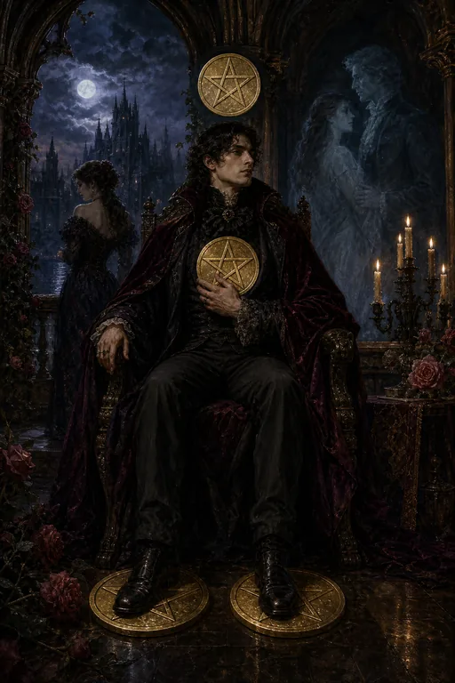 Four of Pentacles in the Gothic Romance tarot deck