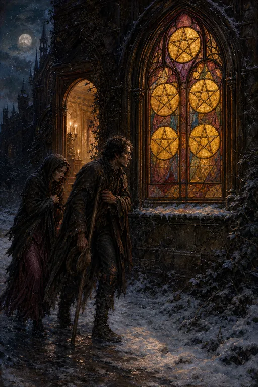 Five of Pentacles in the Gothic Romance tarot deck