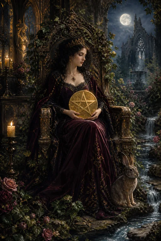 Queen of Pentacles in the Gothic Romance tarot deck