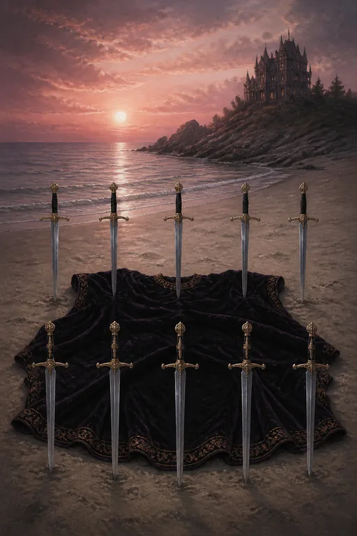 Ten of Swords in the Gothic Romance tarot deck