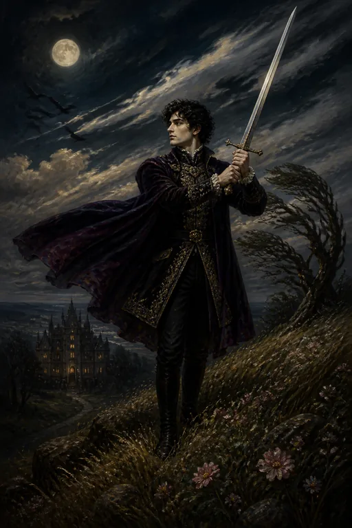 Page of Swords in the Gothic Romance tarot deck