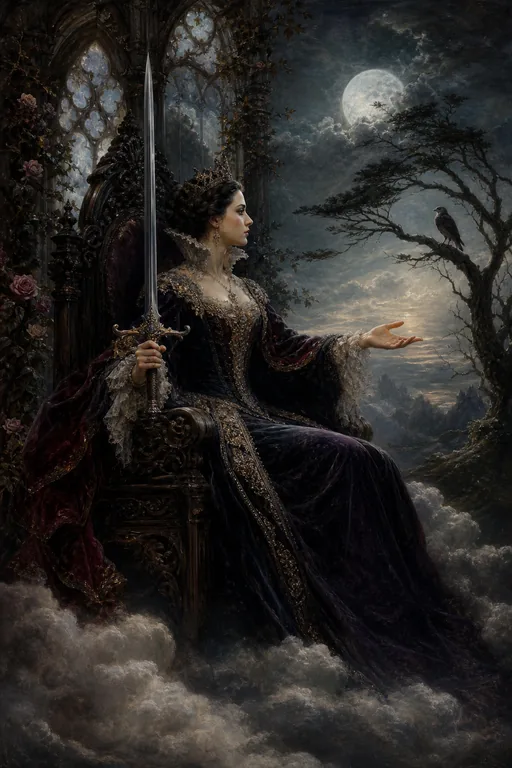 Queen of Swords in the Gothic Romance tarot deck
