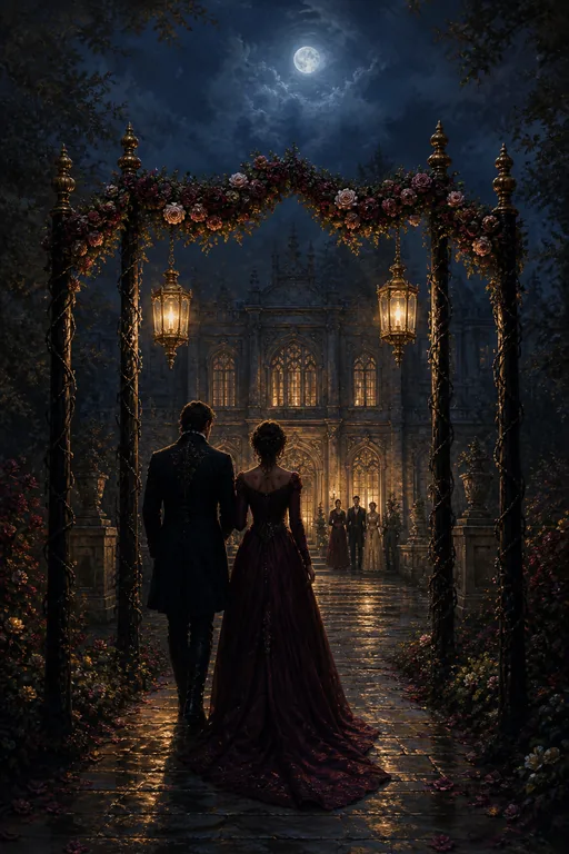 Four of Wands in the Gothic Romance tarot deck