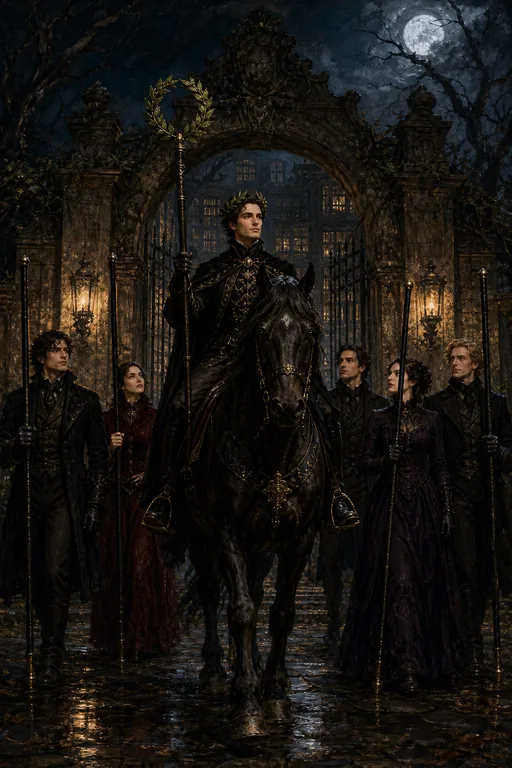 Six of Wands in the Gothic Romance tarot deck