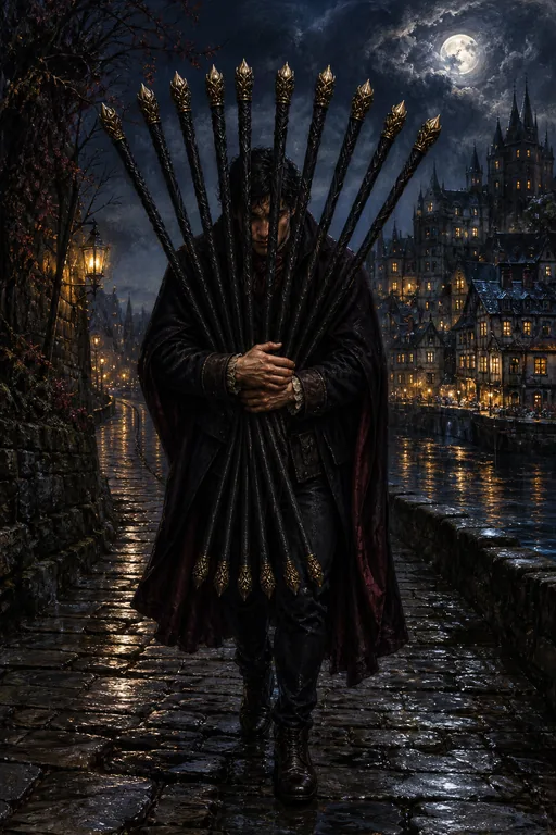 Ten of Wands in the Gothic Romance tarot deck