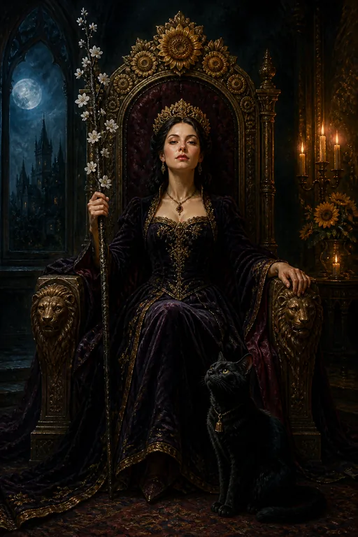 Queen of Wands in the Gothic Romance tarot deck