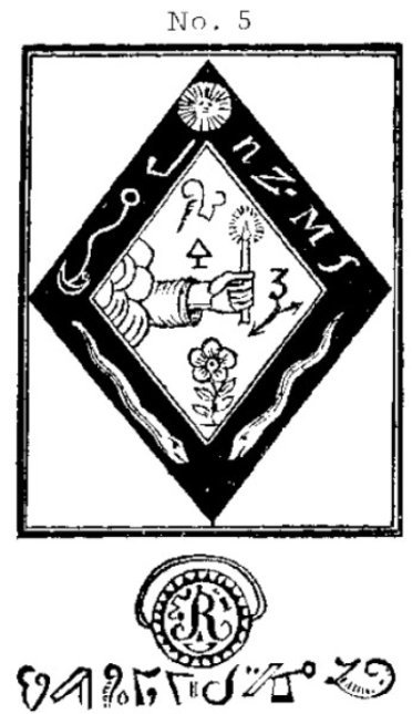 Black Pullet Figure 5 treasure talisman with a hand, flower, sun, and ring