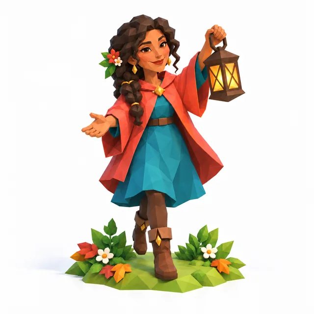 The Lantern Witch holding a bright lantern.
